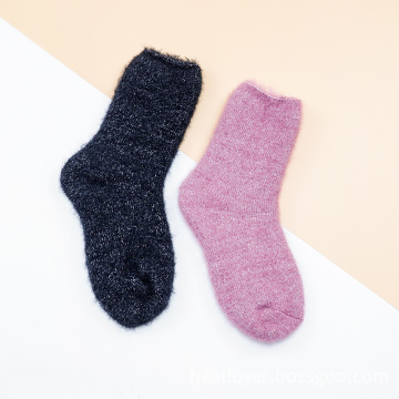 Solid Color Bright Silk Knit Thermal Socks